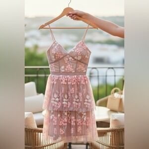 Self-Portrait Pink Floral Mini Dress